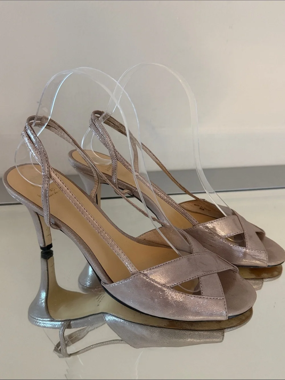 KATE SPADE New York Vintage Gold Metallic Slingback Peep Toe Heels Size 8.5